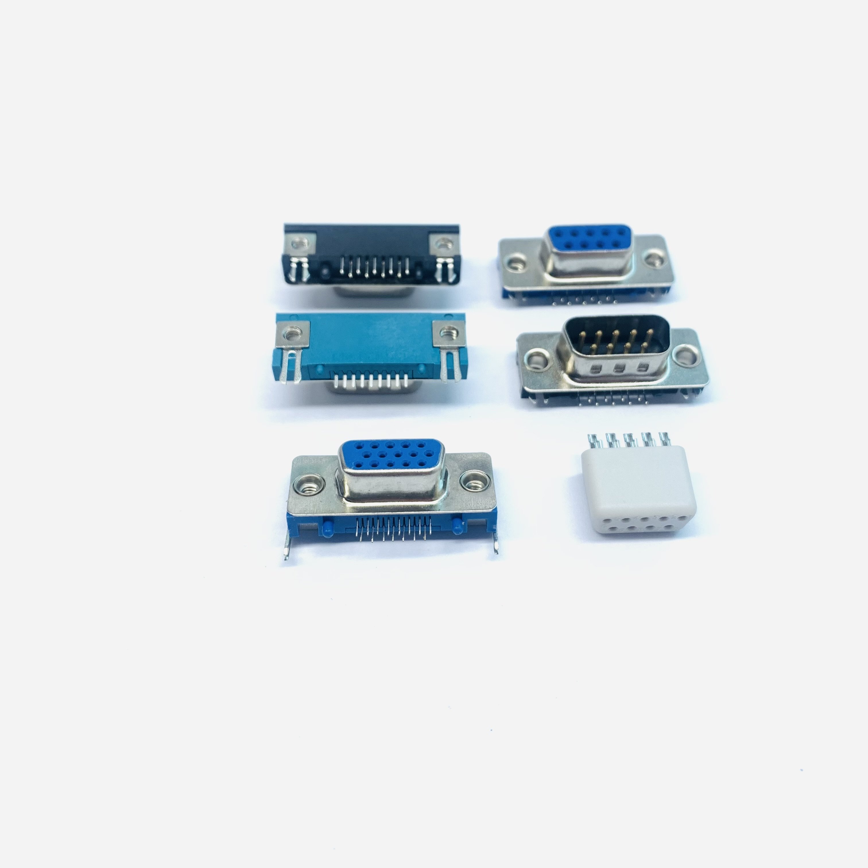 Three Row Slim Right Angle D-Sub Connectors 22 Pin VGA Type 22 DB Socket Vertical Connector