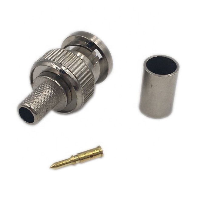 factory direct 50ohm 75ohm crimp RF coaxial BNC RG58 RG59 RG6 connector for CCTV cable