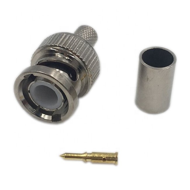 factory direct 50ohm 75ohm crimp RF coaxial BNC RG58 RG59 RG6 connector for CCTV cable