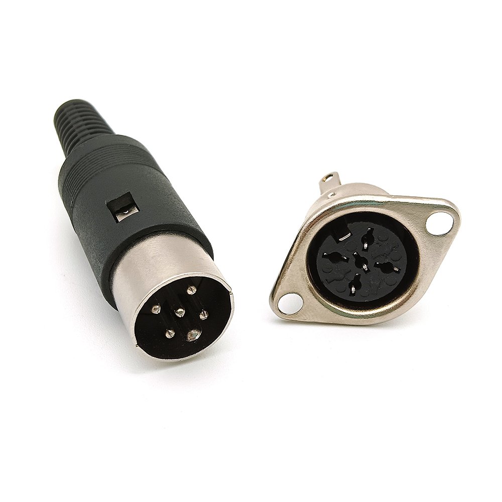 5 Pin Straight 270 Degree Male Plug and Female Panel Mount Socket DIN Connectors