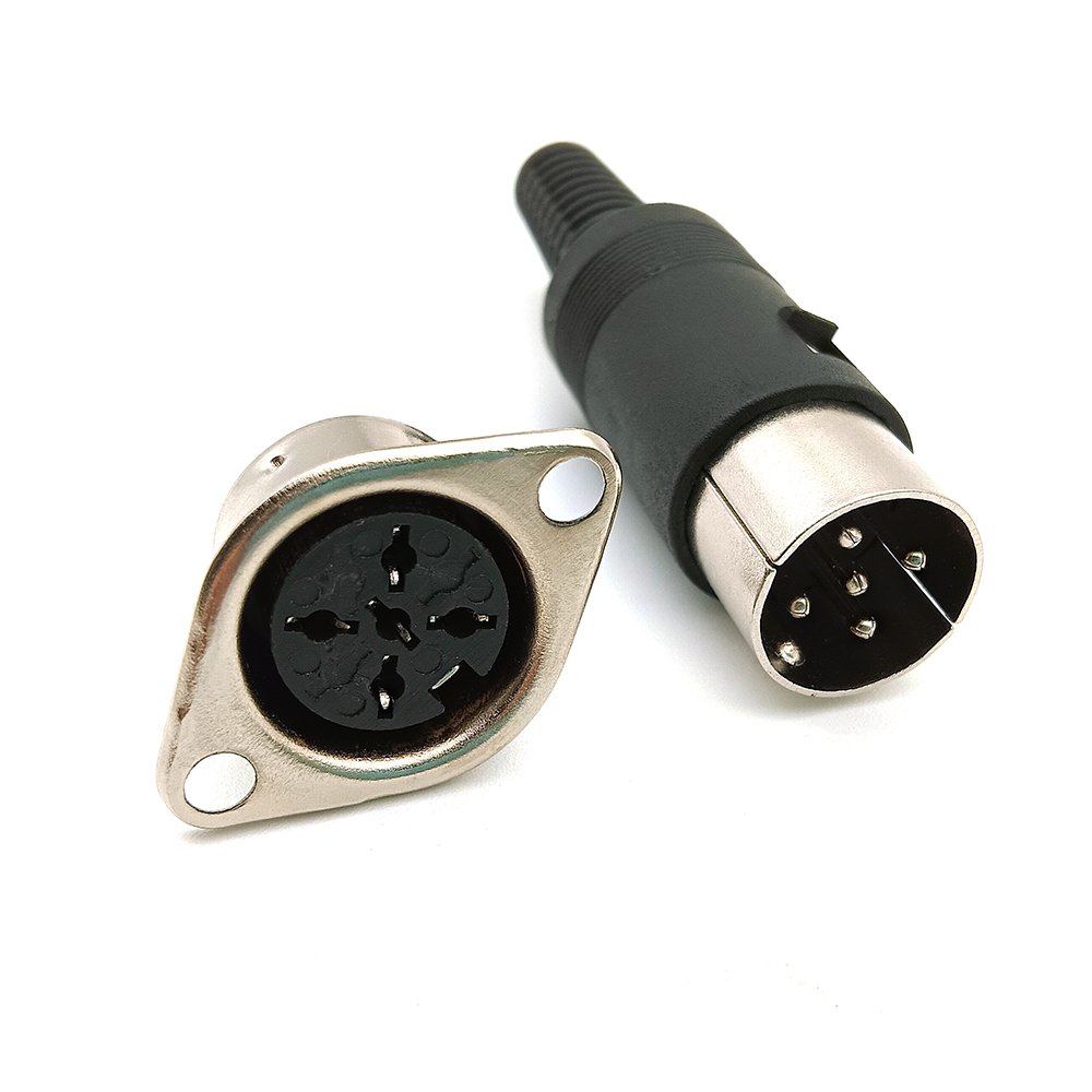5 Pin Straight 270 Degree Male Plug and Female Panel Mount Socket DIN Connectors