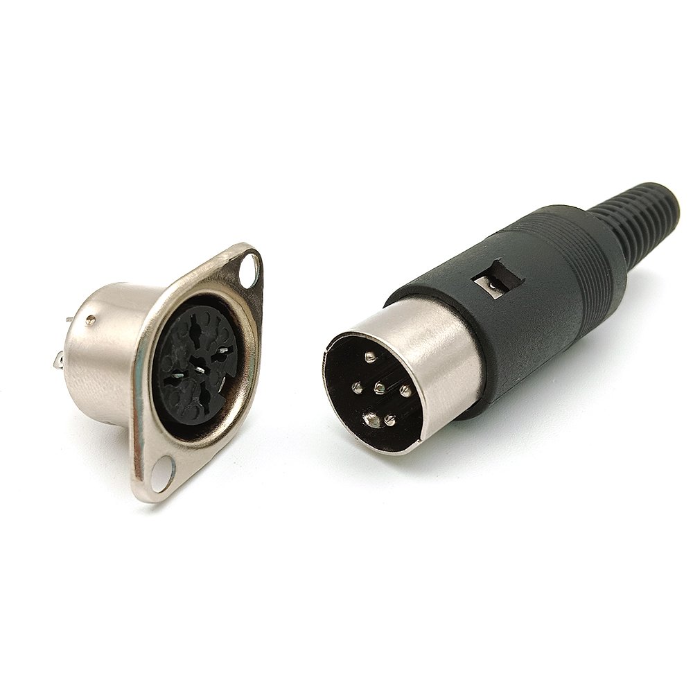 5 Pin Straight 270 Degree Male Plug and Female Panel Mount Socket DIN Connectors
