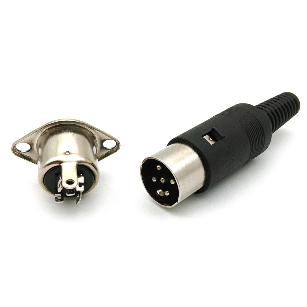 5 Pin Straight 270 Degree Male Plug and Female Panel Mount Socket DIN Connectors