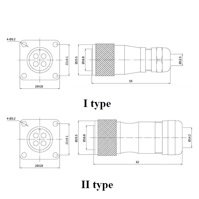 High quality IP67 waterproof XSP18 series 6-8 pin square socket aviation plug electrical connector