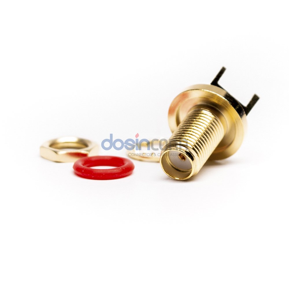 Gold Plated SMA Bulkhead Connector IP68 with O Ring Waterproof SMA Straight Through Hole PCB Mount