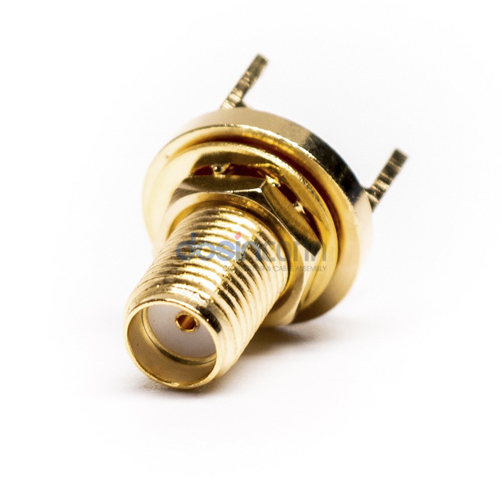 Gold Plated SMA Bulkhead Connector IP68 with O Ring Waterproof SMA Straight Through Hole PCB Mount