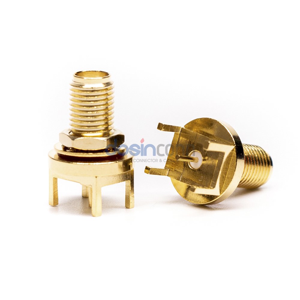 Gold Plated SMA Bulkhead Connector IP68 with O Ring Waterproof SMA Straight Through Hole PCB Mount