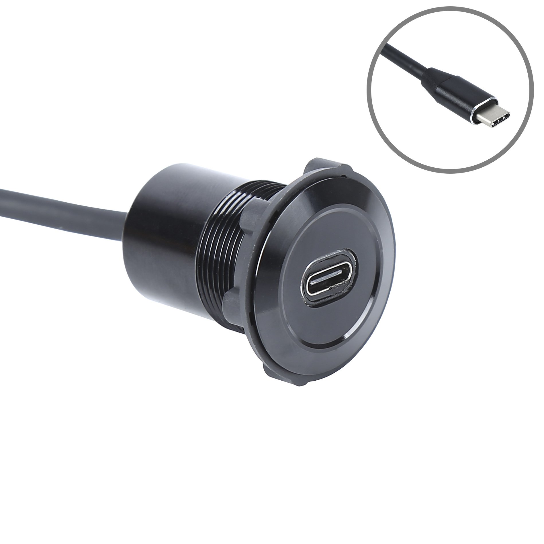 Usb c panel mount circular connector adapter coupler metal shell waterproof IP65 customizable