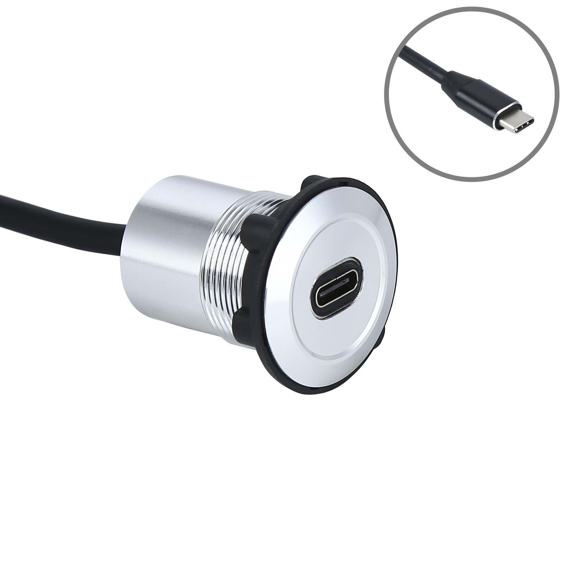Usb c panel mount circular connector adapter coupler metal shell waterproof IP65 customizable