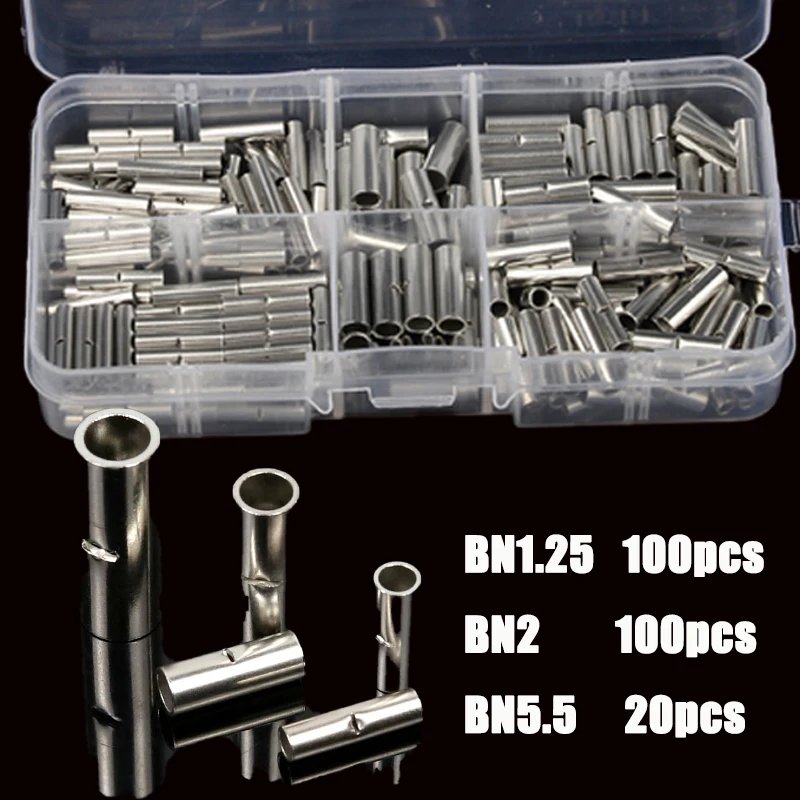 220pcs 22-16 16-14 12-10AWG Wire Ferrule Cable Uninsulated Butt Wire Connector Ferrules Electrical Cable Terminal 0.5-6mm2
