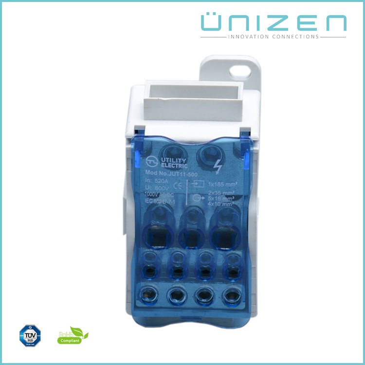 UNIZEN Busbar 500a Screw Cable Connector Clamp Din Rail Plastic Power Distribution Terminal Blocks