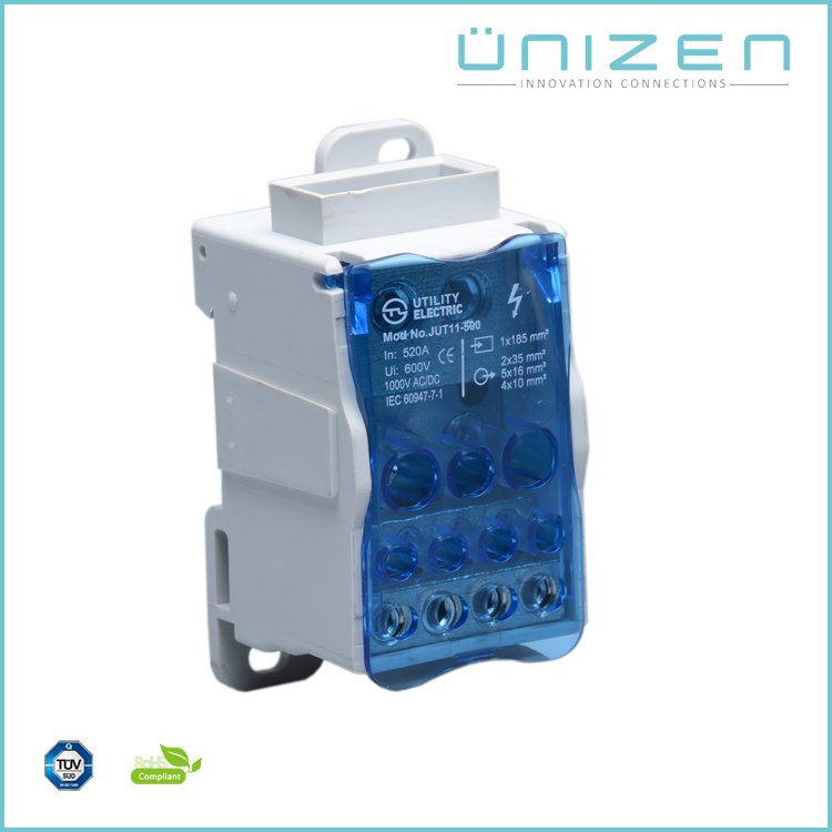 UNIZEN Busbar 500a Screw Cable Connector Clamp Din Rail Plastic Power Distribution Terminal Blocks
