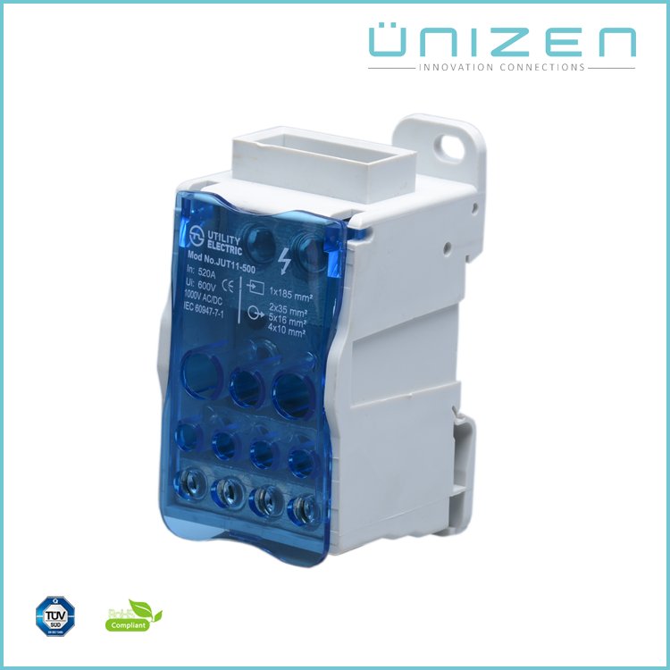 UNIZEN Busbar 500a Screw Cable Connector Clamp Din Rail Plastic Power Distribution Terminal Blocks