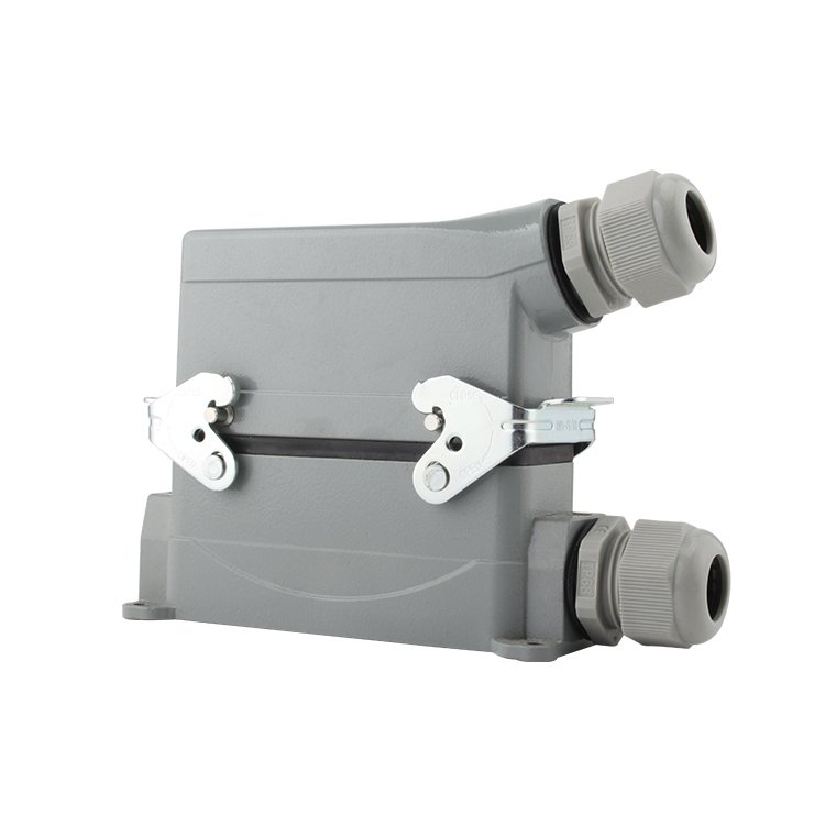 Heavy rectangular connector IP65 10pin H10A top entrance with thin single lock lever