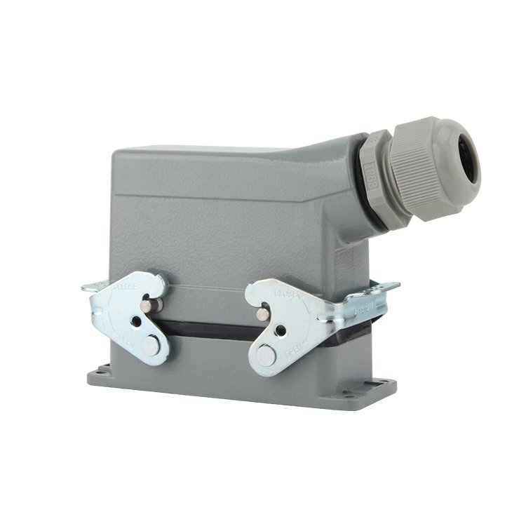 Heavy rectangular connector IP65 10pin H10A top entrance with thin single lock lever