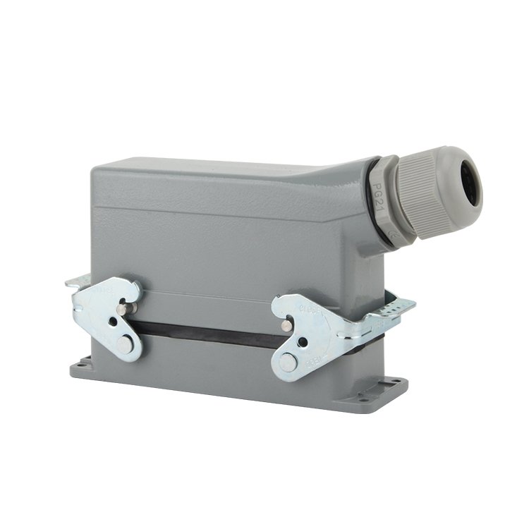 Heavy rectangular connector IP65 10pin H10A top entrance with thin single lock lever