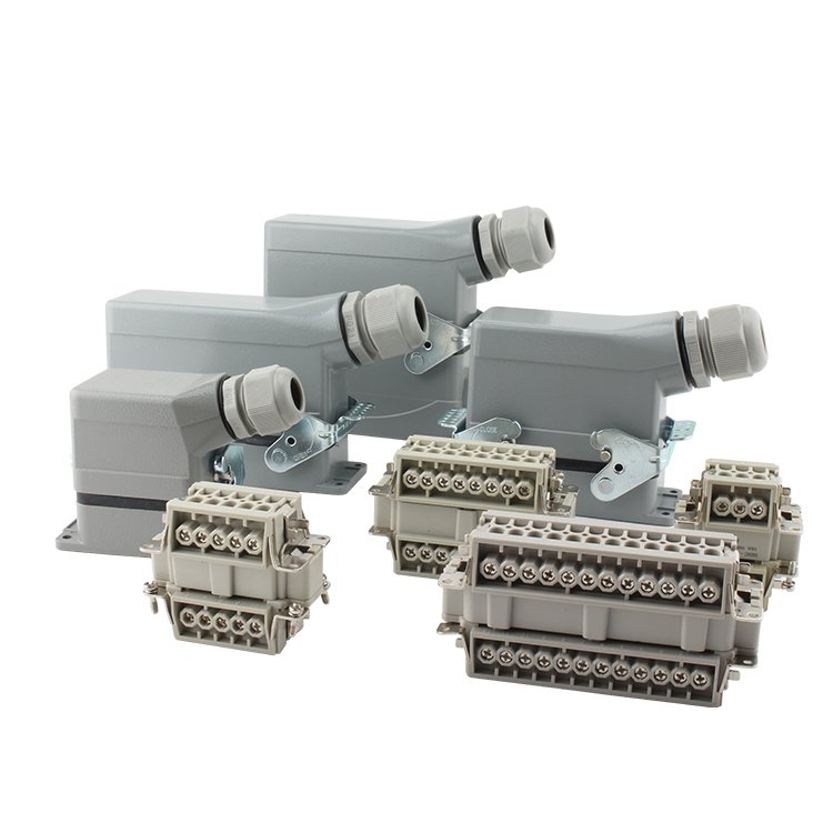 Heavy rectangular connector IP65 10pin H10A top entrance with thin single lock lever