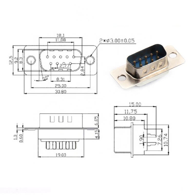 DB9 serial port D-SUB connector Female cable socket plug 9 Pin 2 rows gold-plated RS232 VGA connector