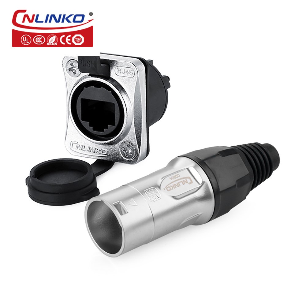 Cnlinko signal RJ45 connector panel mount outdoor rj45 waterproof IP68 plug socket rj45 male connector