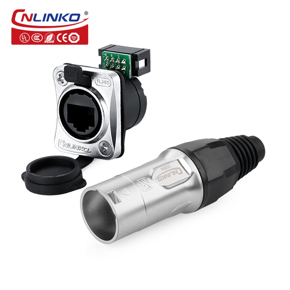 Cnlinko signal RJ45 connector panel mount outdoor rj45 waterproof IP68 plug socket rj45 male connector