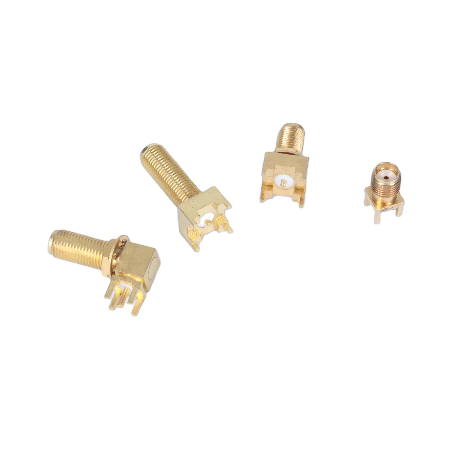 Nickel Plated Right Angle Square Solder PCB Mount RP-SMA Female Coaxial Connector