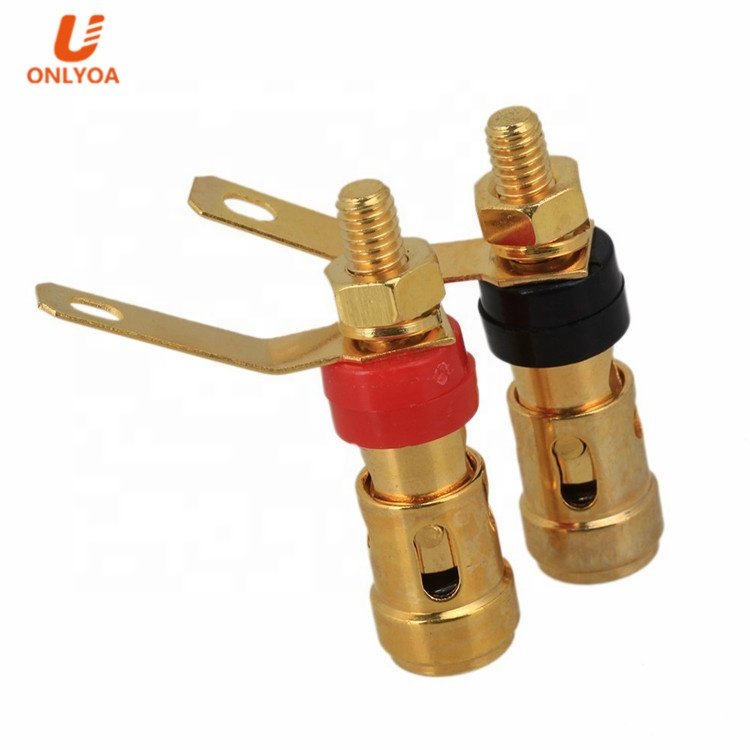 Gold Plated speaker terminal 4mm Banana Socket Connector Audio Plug Jack Amplifier Terminal Spring Loaded binding post