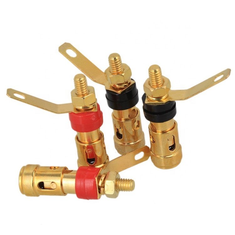 Gold Plated speaker terminal 4mm Banana Socket Connector Audio Plug Jack Amplifier Terminal Spring Loaded binding post