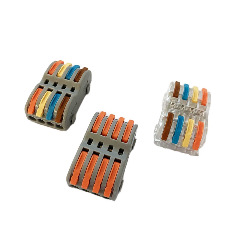 Electrical Lever Wire Connectors Nuts Push-in Quick Conductor Combination Compact Splicing Connectors, 4 in 4 out