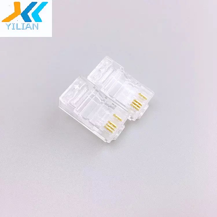 Factory sale gold-plated pure copper RJ45 Connector 4core RJ45 8p4c 1236 crystal head connector Cable Connection