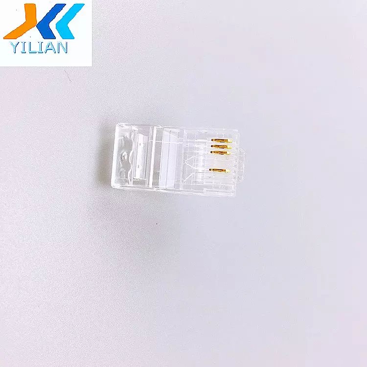 Factory sale gold-plated pure copper RJ45 Connector 4core RJ45 8p4c 1236 crystal head connector Cable Connection