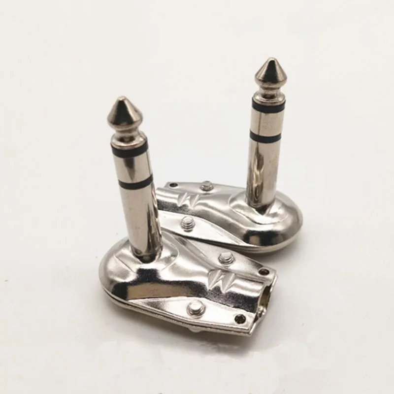 Brass Gold Plated 6.35mm Mono 2 Pole Jack 90 Degree Right Angle L Type Plug 6.5mm Guitar Audio Cable 1/4 Inch Connector