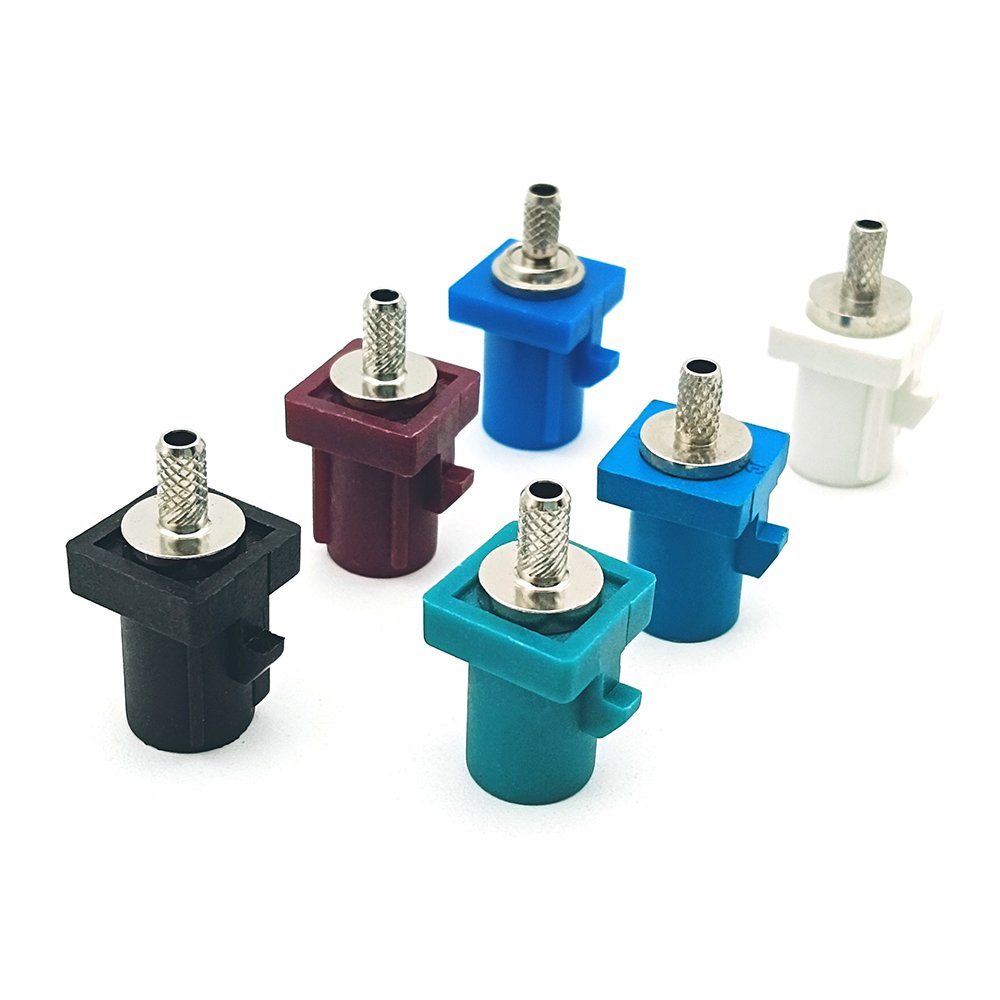 Fakra Jack Connector Car GPS Radio Fakra Male Right Angle Straight PCB Solder RG174 Cable Crimp Connector