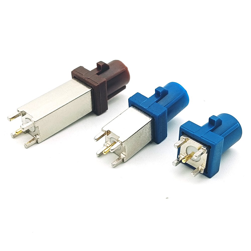 Fakra Jack Connector Car GPS Radio Fakra Male Right Angle Straight PCB Solder RG174 Cable Crimp Connector