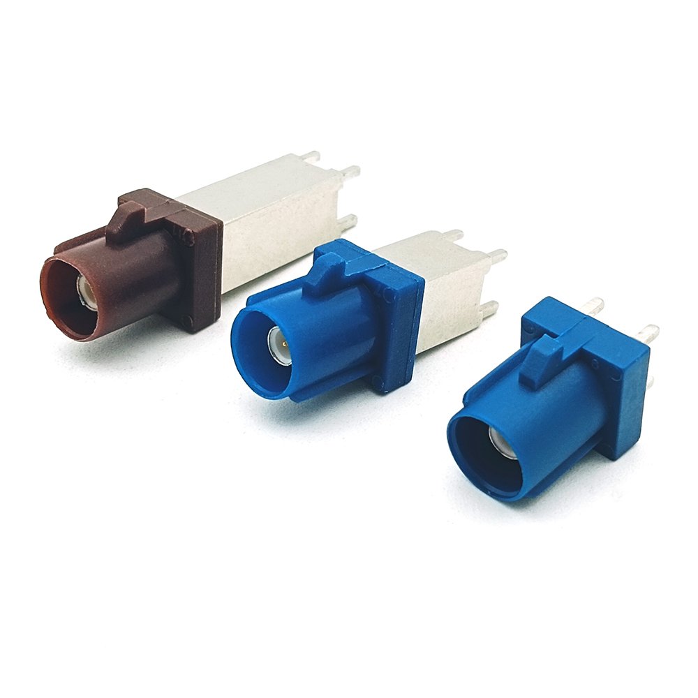 Fakra Jack Connector Car GPS Radio Fakra Male Right Angle Straight PCB Solder RG174 Cable Crimp Connector