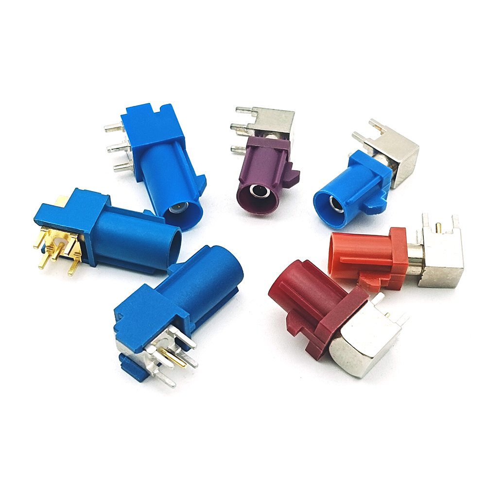 Fakra Jack Connector Car GPS Radio Fakra Male Right Angle Straight PCB Solder RG174 Cable Crimp Connector