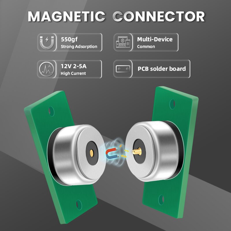 Circular 10mm Heavy Current 12V Male And Female Charging 5A Magnetic Connector PCB