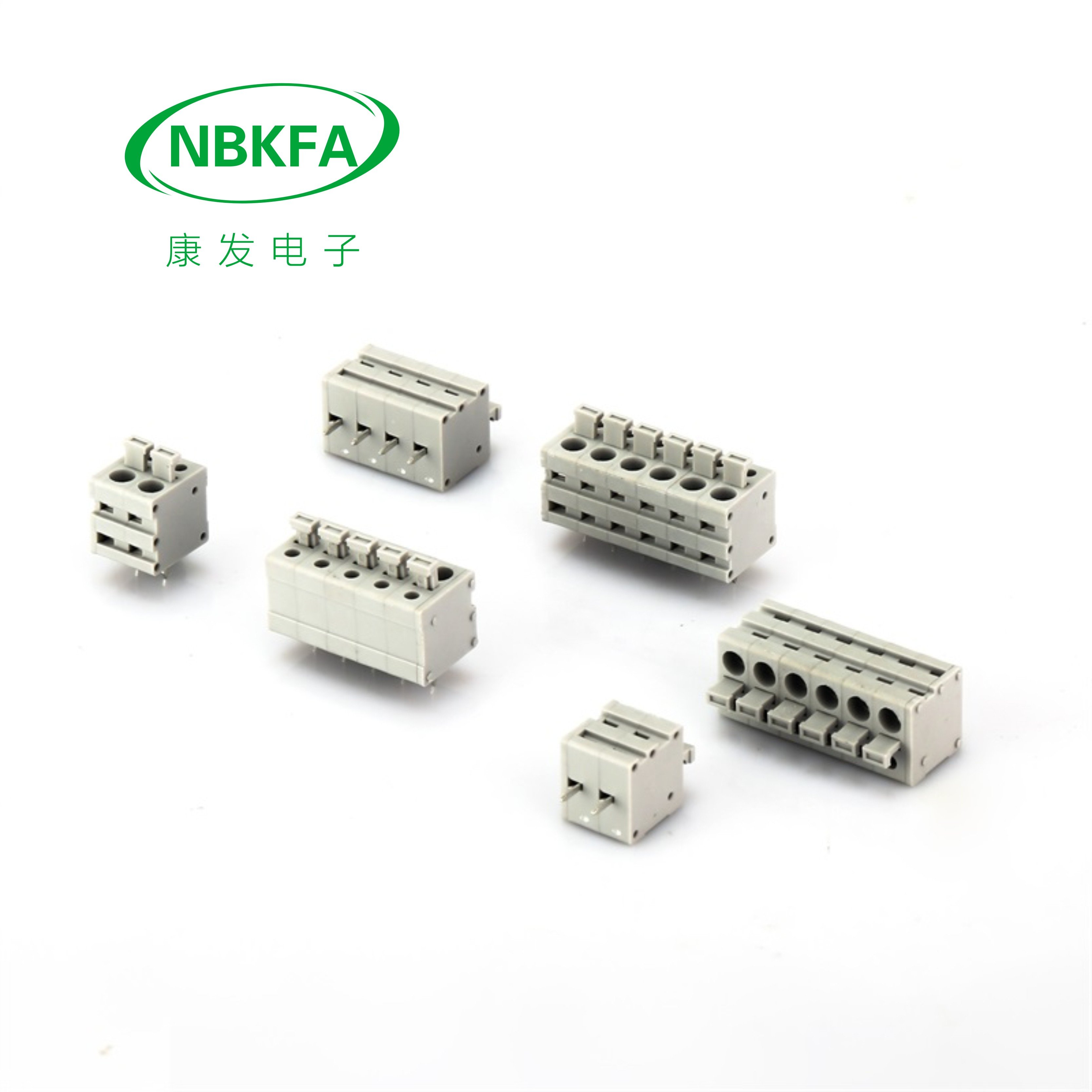 gray 300v 8a KF211V- 5.0mm pitch Spring Type Pcb Terminal Blocks Screw free terminal connector