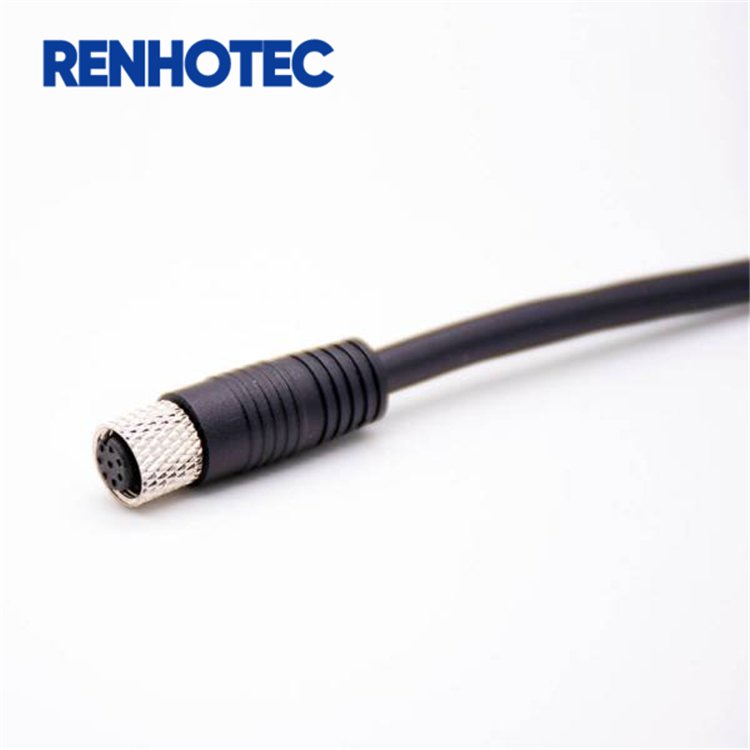 M8 Female Connector Molding Cable 3 4 5 6 8 Pin Straight For Sensor / Camera /Signal With Customized Length 1m 2m 5m 10 meters