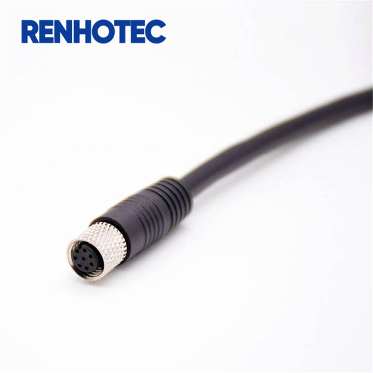 M8 Female Connector Molding Cable 3 4 5 6 8 Pin Straight For Sensor / Camera /Signal With Customized Length 1m 2m 5m 10 meters