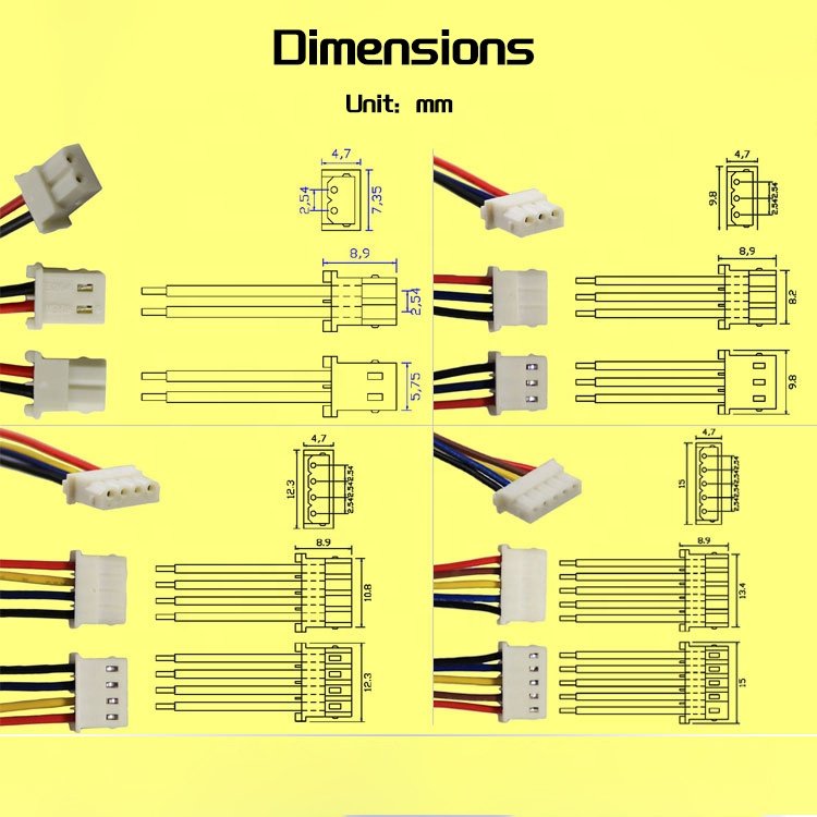 Molex Mini Spox 5264 2.5MM/2.54MM Pitch Connector 2 3 4 5 6 8 10 15 Pin/Way Male and Female Molex 5264 Connector Wire Cable