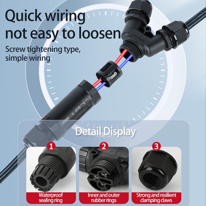 M16 M20 M25Cable and wire connectors, 2-pin and 3-pin IP68 waterproof connectors, screw terminal waterproof connectors
