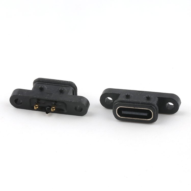 IP68 USB C Jack 3Pin Waterproof USB C Female Connector For Wire Soldering