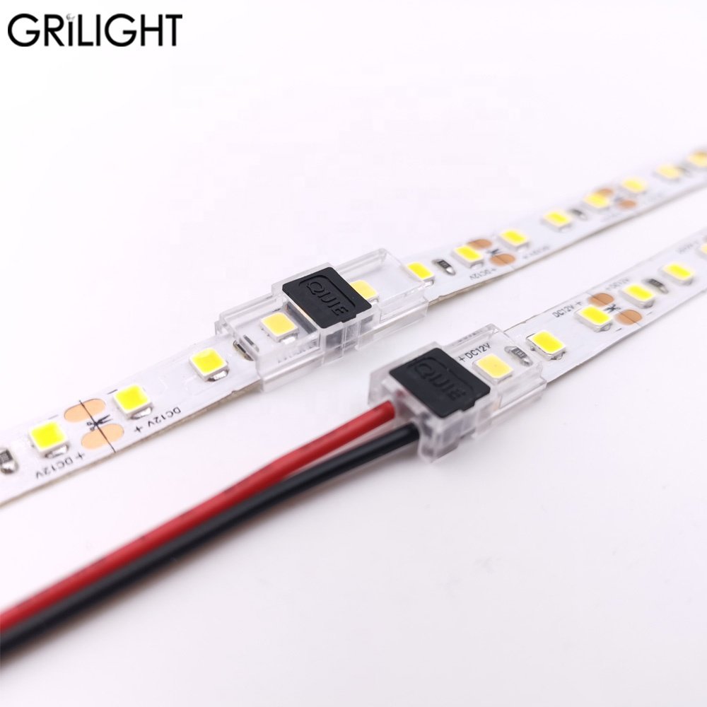 2020 beetle clip solderless 8mm 10mm 2pin small narrow Aluminium profile led strip connector for Aluminium channel