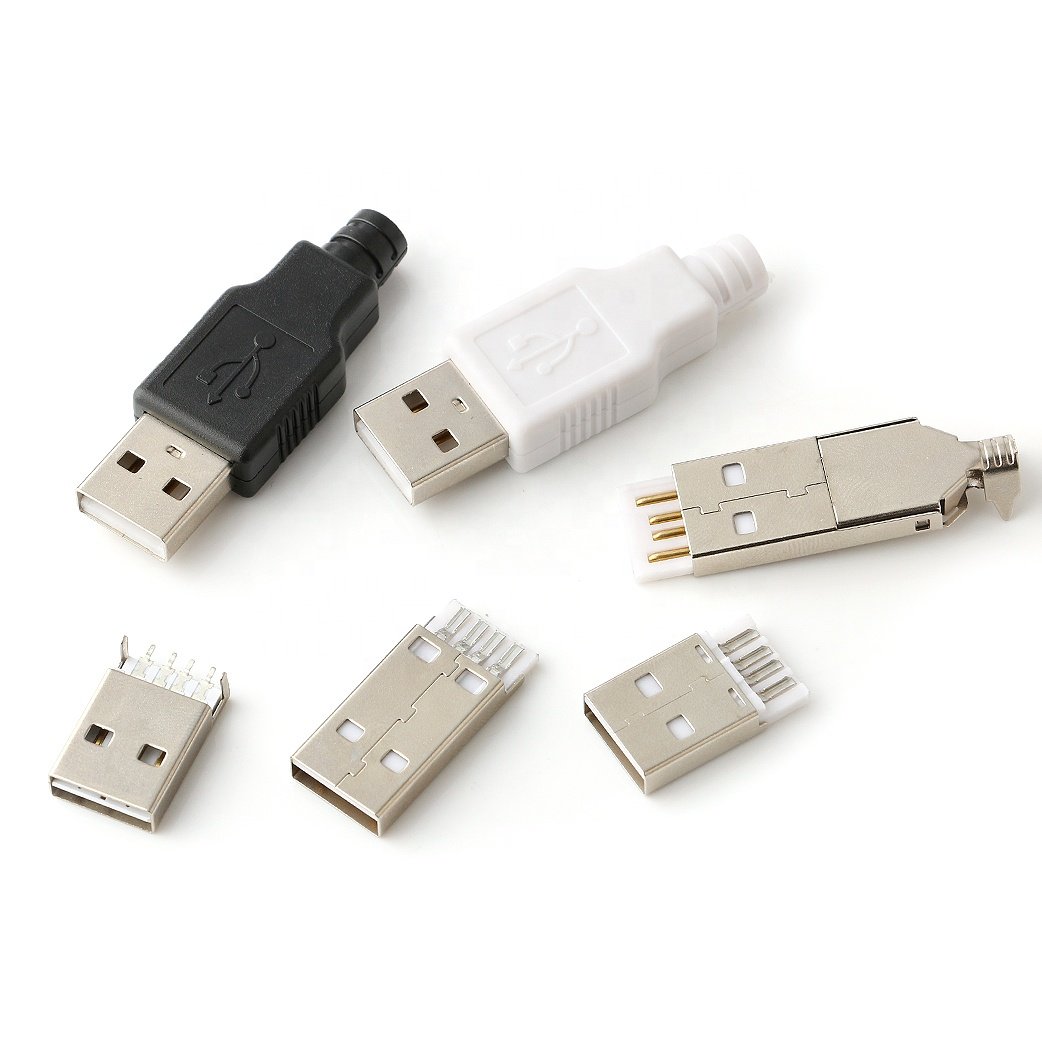 Three Pieces Usb A Male Plug Connector Usb Connector Male With Shell