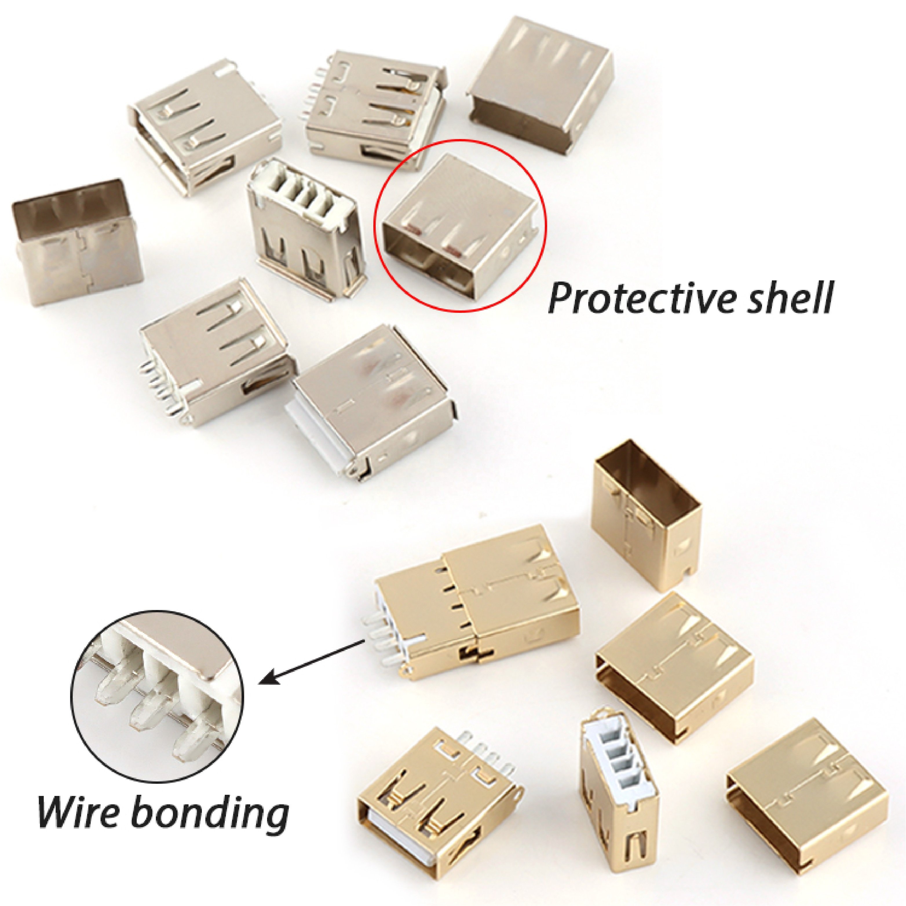 Three Pieces Usb A Male Plug Connector Usb Connector Male With Shell