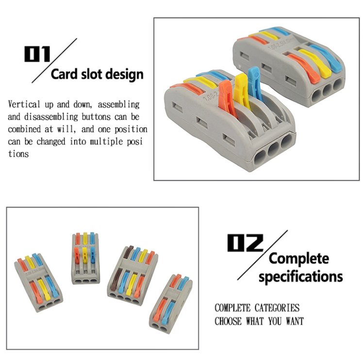 Cross border special wire connection quick terminal Three in and three out Double head AP-2-3 color button wire connector