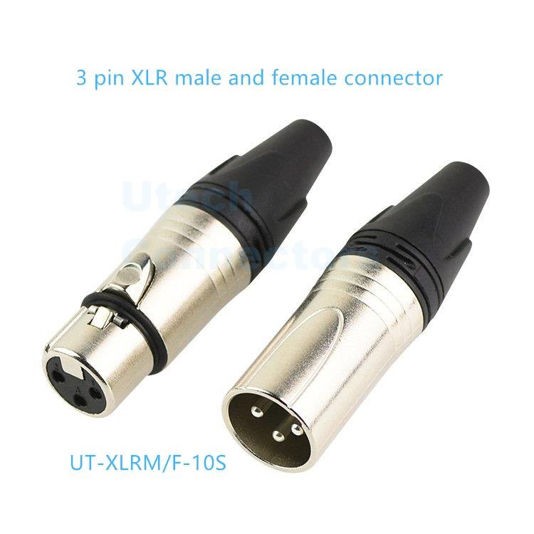 high quality silver color conector xlr 3 pin dmx hembra 3pin xlr macho 3p connector 3 pin male plug female connector