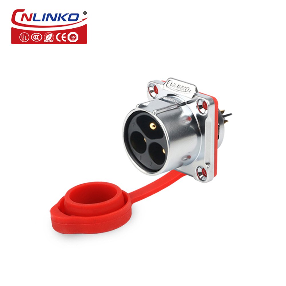 CNLINKO LP24 series circular electrical 3 cores wire brass cable connector 3 pin 35A power connector