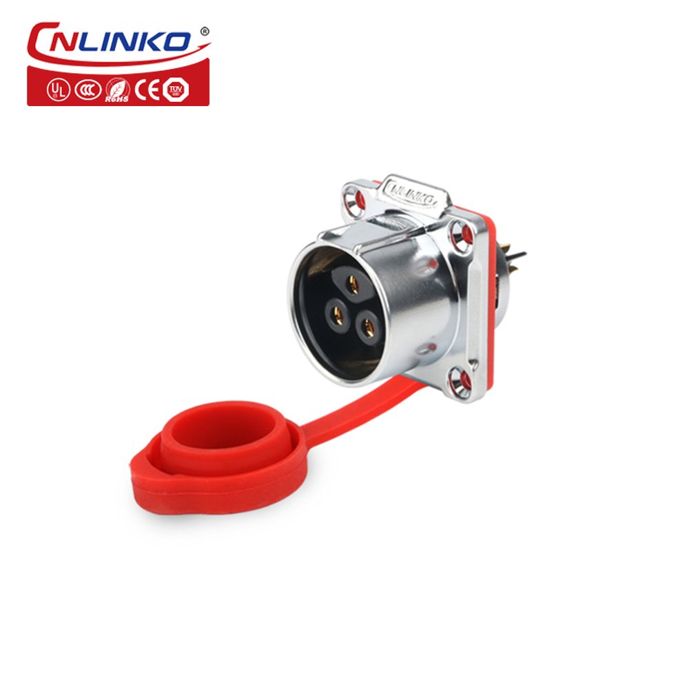 CNLINKO LP24 series circular electrical 3 cores wire brass cable connector 3 pin 35A power connector