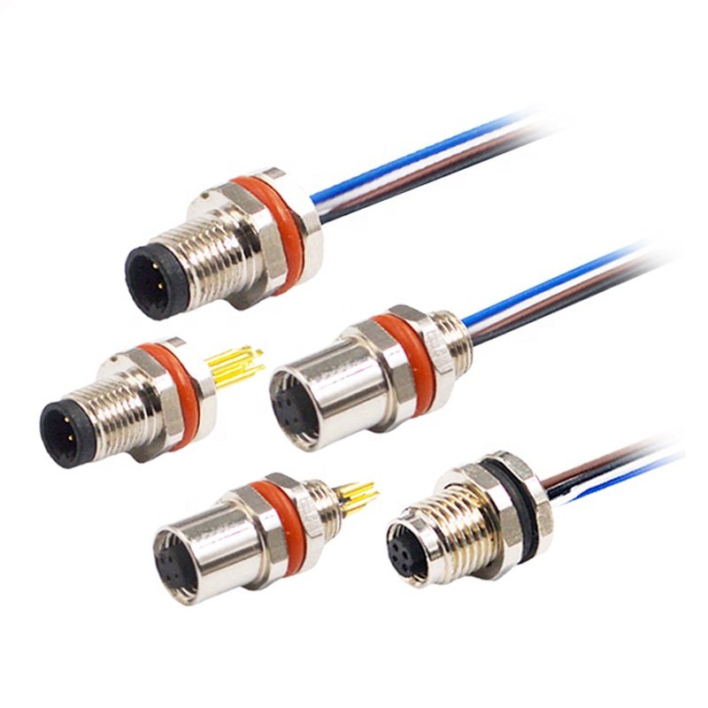 Ip67 Waterproof 4 Pin Male Female Socket M5 M8 M12 front panel mount plug waterproof connectors